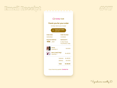 Email Receipt - #017 017 dailyui email emailreceipt figma mobileui receipt receiptui ui uiux ux