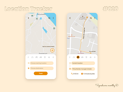 Location Tracker - #020 020 dailyui figma googlemapui location locationtracker locationtrackerui mapui mobileui tracker ui uiux ux