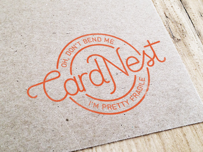 Card Nest Stamp brand branding card cardboard envelope identity logo packaging post red script stamp wood