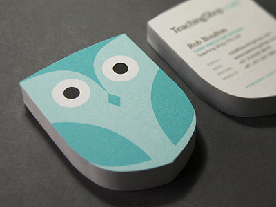 Teachingshop Business Card blue branding business card identity logo owl stationery stock teachingshop turquoise uncoated