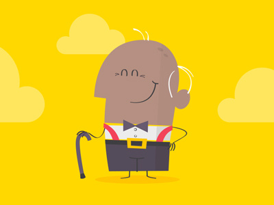 Meet George. bold branding character cloud colour identity old man pink shadow smile yellow