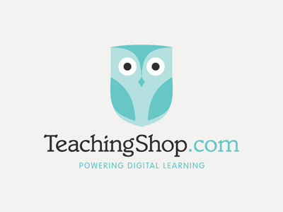 TeachingShop.com Logo blue brand branding identity lick logo owl teachingshop turquoise