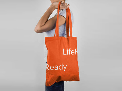 InsideOut Branding brand identity branding font life ready orange tote bag type typeface typography visual identity