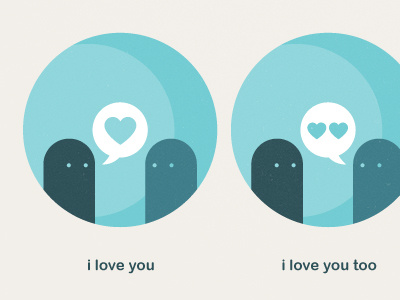 "I love you" blue character design illustration