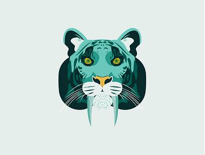 Saber-Tooth Tiger adventure blue cat illustration jungle tiger vector