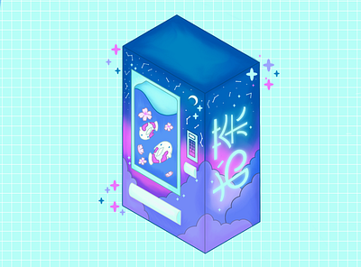 Koi Machine anime aquarium asian bright chibi colour cute fish fishy grid japanese koi koifish sparkle vending machine