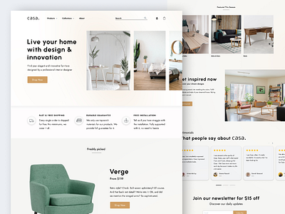 Casa. Furniture Store Website app brand branding client design ecommerce furniture graphic design home house landingpage logo onlinestore store typography ui ux vector web website