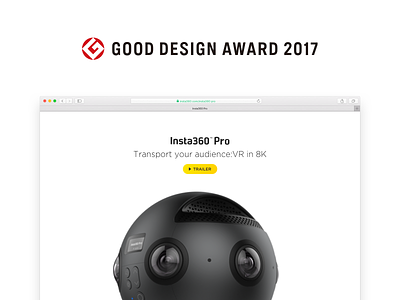 GOOD DESIGN AWARD for Insta360 Pro 360 award camera design good insta360 panoramic pro product spherical vr winning