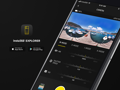 Insta360 Explorer App2.0 Design 360 app camera insta360 mobie panorama product spherical ui ux vr