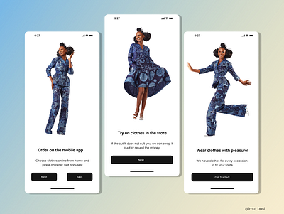 Fashion brand app; Onboarding pages app branding dashboard design figma onboarding page ui ux web