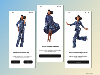 Fashion brand app; Onboarding pages