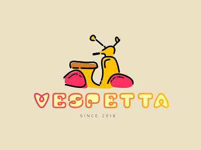 Vespetta Logo illustrator italian line pink vector vespa vespetta yellow