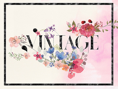 Vintage Poster flowers typography vintage watercolor