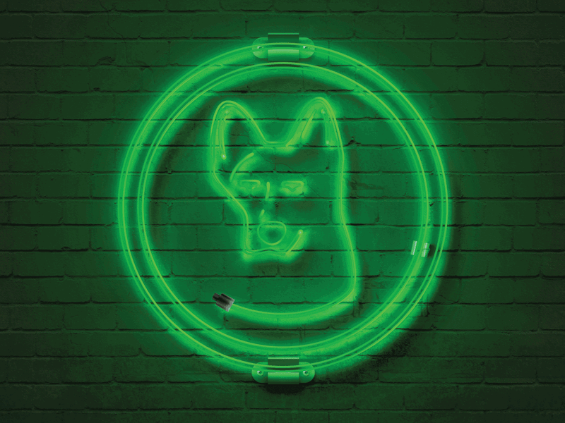 Neon colors dog logo neon