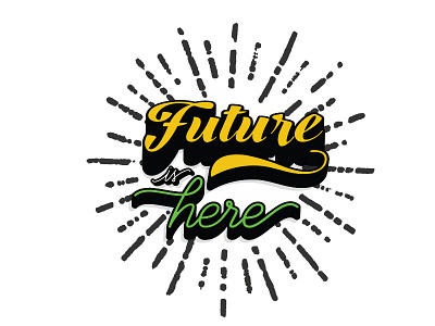 Future is here poster classic colors future logo neon typography