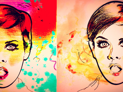 Twiggy colors illustration photoshop portraits textures twinny