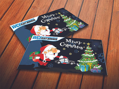 Christmas Card for WCI Fleet Services cars christmas greeting card illustration santa