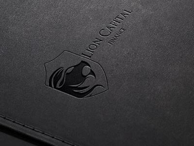 Lion Capital Leather Folder capital finance leather lion logo mock up