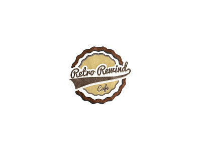 Retro Rewind Cafe logo badge brown cafe coffee grunge retro