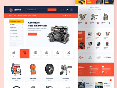Speedia — AutoParts, Car Accessories Shop website design autoparts business car car parts ecommerce mugli shop themeforest ui uiux webdesign