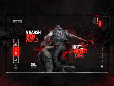 Days gone – second screen concept art blood blood pressure bloody colorful dark game game art game design hero image night play station ps red sword typogaphy ui ux webdesign zombie