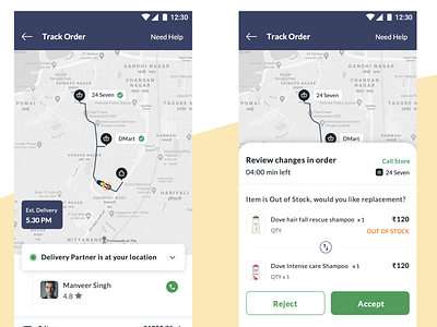 Tracking grocery order appdesign ui