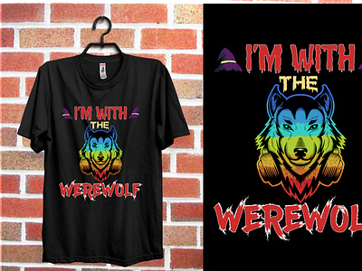 I'm with werewolf T-Shirt design