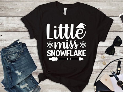 Little miss snowflake svg T-Shirt design santa fonts