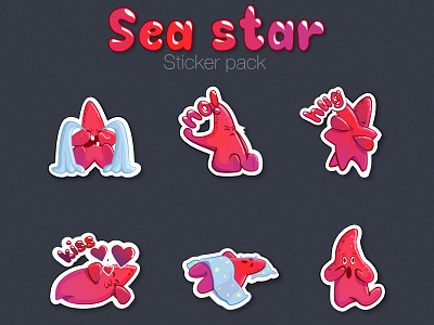 Sea star - sticker pack character design emotions icon sea star sticker