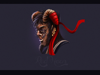 Red Horn character-sketch character design concept art creature fantasy