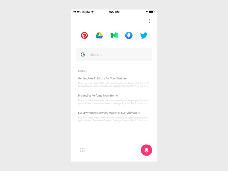 Voice search browser gif search ui