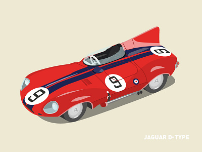 Jaguar D-Type illustration jaguar racecar vector