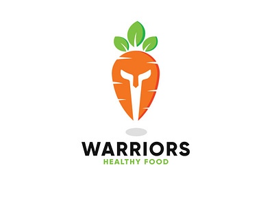 WARRIORS HEALTHY FOOD 3d animation app branding carrot logo design food logo graphic design icon illustration logo motion graphics ui warrior logo