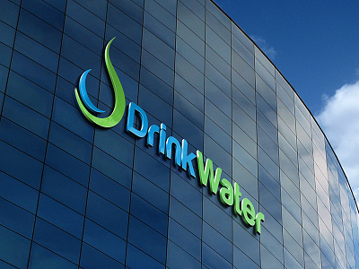 Drink Water blue businesses custom drinking drop green illustrator leaf logo mineral nature water