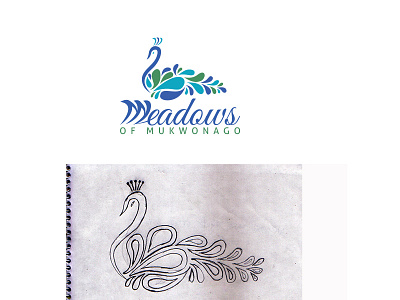 Meadows animal beautiful bird colorful colors feathers gracious logo peacock sketch sketch to vector stylized