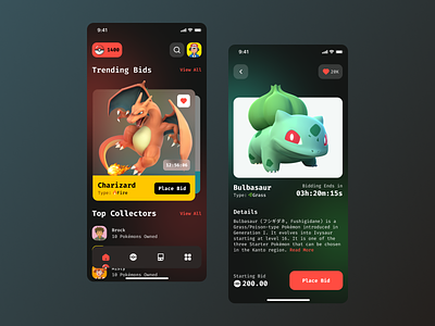 Pokéball - A Pokémon Trading App android app app design concept app crypto currency figma ios nft pokemon trading ui ux wallet