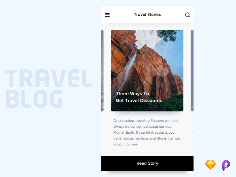 Travel Blog App android app blog interaction ios principle for mac sketch stories throwback shot travel