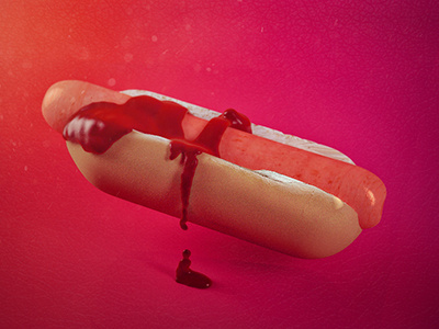 Hot Dog! c4d cinema4d food hotdog ketchup photoshop