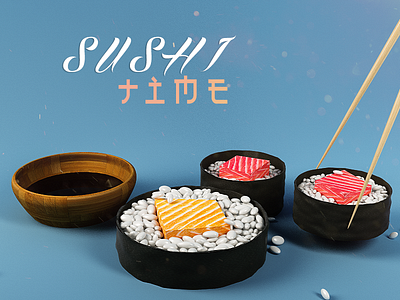 Sushi Time!! 3d 3dtype c4d cinema4d food japan oriental render shushitime sushi type vray