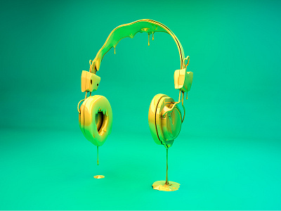 Headphones dripping c4d cinema4d drip dripping gold headphones music render