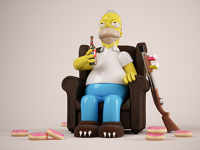 Homer!! c4d cinema 4d homer modeling render sculpt scupting simpsons texturing vray