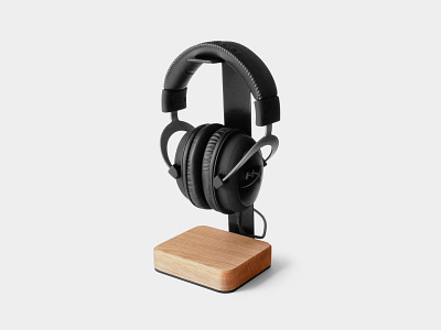 Headset Stand accessories holder oak steel wood