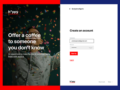 h*ppy - a coffee for a stranger? brand coffee create account gift happy hppy login signin signup