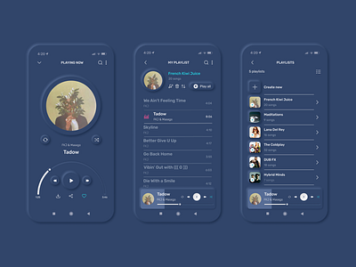 Neumorphic music player app UI design