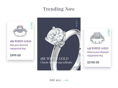 Jewelry Site Trending Section diamond jewelry ring trending web design blue website
