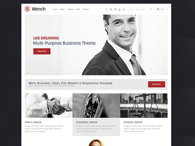 Wench FREE Lawyer Multipurpose PSD Website Theme