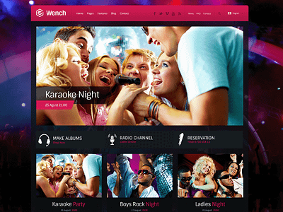 Wench FREE Club, Part PSD Website Theme club karaoke nightclub part web website