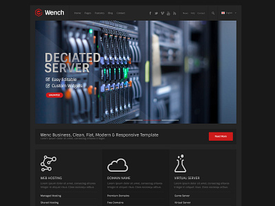 Wench FREE Hosting, Server PSD Website Theme deciated hosting hosting company hosting service hosting template hosting website server website