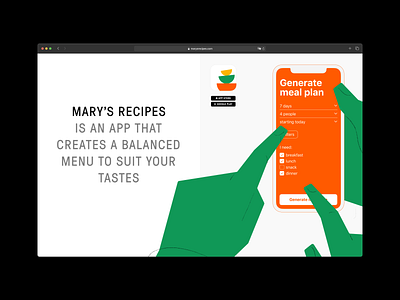 Mary's Recipes. Web design and illustrations