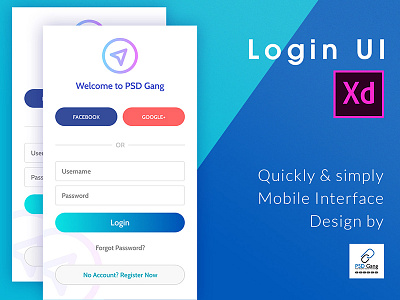 Flat material new login Xd UI